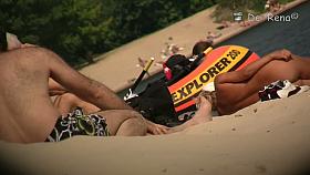 Big tits and trimmed pussy of sexy beach nudist girl