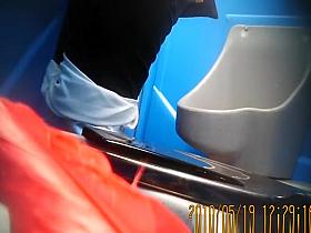 Woman change tampons in toilet