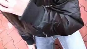 Busty brunette gets fucked in voyeur public sex video