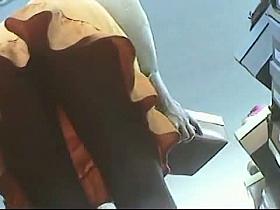 long legged in a shoe shop upskirt bending over trying shoes