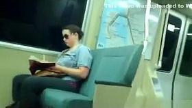 Stroking dick to a chubby woman on the train