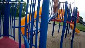 Exhibitionist woman naked in park