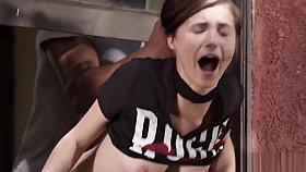 Spying teen smashed by a new ebony neighbors huge dick