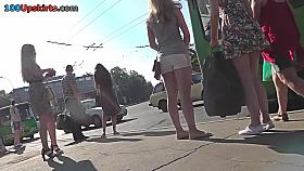 Breathtaking upskirt shot of skinny ass gal in g-string