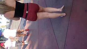 Big booty blonde in small shorts