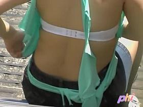 Stairs sharking odyssey with busy little bimbo getting caught off her guard