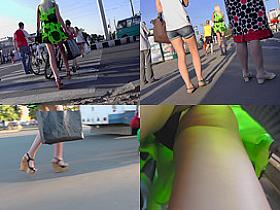 Hot g-string shot of blonde's ass in upskirt video