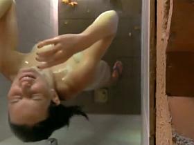 Girl notices a hidden shower camera