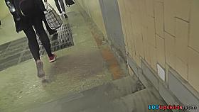 Angel in mini skirt shows her sexy ass in upskirt vid