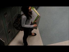 Candid Hispanicin black flats