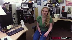 Blonde and beautiful woman pawns her Xbox One also pawns herself