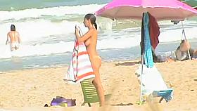 curly nudist out of sea