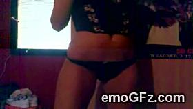 Horny emo brunette loves to show herself masturbating in fron of the webcam