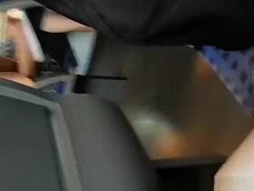 Guy playing with his cock in train