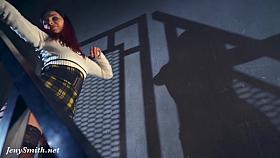 Jeny Smith - Beautiful As A School Girls On Stairs. Upskirt