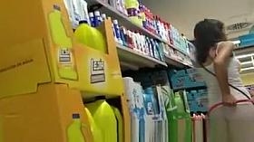 Tight pants teen goes to supermarket