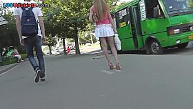 Upskirt g-string footage of a skinny ass honey