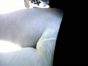 SDRUWS2 - SEE THROUGH LYCRA PANTS SHOWS PANTY AND FAT PUSSY