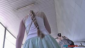 Upskirting video shows an amazing bubble ass bimbo