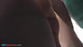 Upskirt porn with a flabby-ass gal in a public place