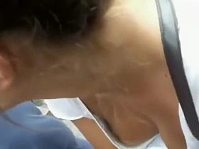 Peeking on giggly girl's perfect tits