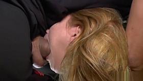 Babes pissing and fucking at sex expo