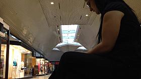 Latina MILF on bench with whaletail