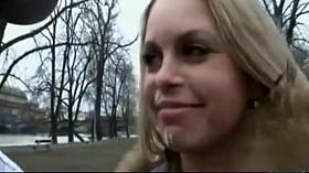 Beautiful blonde gets fucked in public park