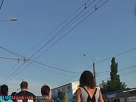 Asses sexily moving up the short petticoat