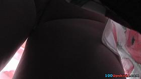 G-string of a hot lady seen in free upskirt video