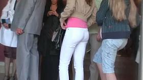 Tight ass with no underpants girlfriend voyeur video