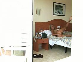 Candid blonde rubbing pussy