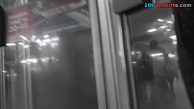 Hot g-string upskirt video of a skinny ass blonde