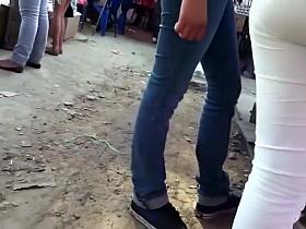 Creeping on an appealing round butt