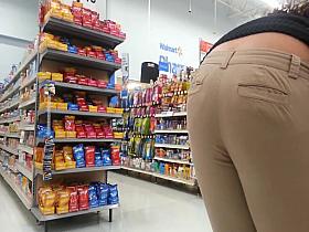 Candid - Latina Worker Bent Way Over