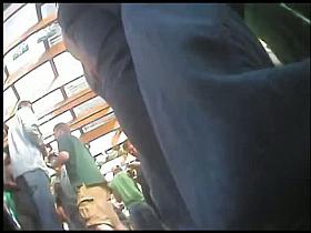 Cutie in a green dress spreads her legs for an up skirt view