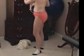 Full bodied mature uncovered small tits in change room