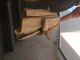 Following sexy lady and her panties