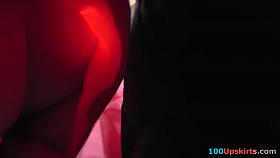 Valuable legal age teenager upskirt on the crowded bus