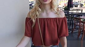 Blonde teen rides cowgirl in public