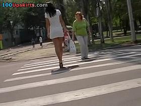 Angels sheer white costume upskirt