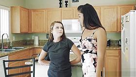 Tiny spying slut teen expolited by a bored babe for sex