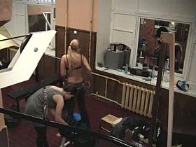 Sexy long haired blonde caught on the hidden camera half naked