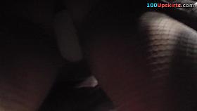 Girl has panty pad under mini skirt in the upskirt vid