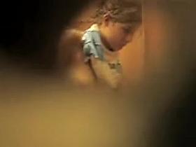 Girl spied trying on bra on her small titties