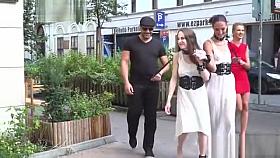 Slaves in white dresses fucked in public
