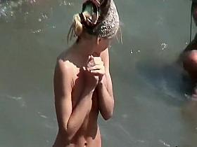 Hot girl friends at a beach