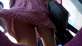 Upskirt walking down the street