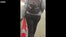 Nice blonde's ass in black pants