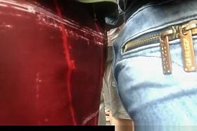 Dude rubs his crotch on sexy girls hot ass